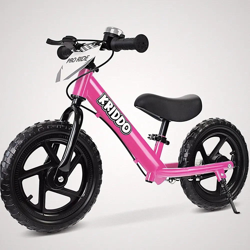 Balance Bike 12 Inch Toddler Hand Brake Kickstand Pink KRIDDO Pro 2-5 Year Push