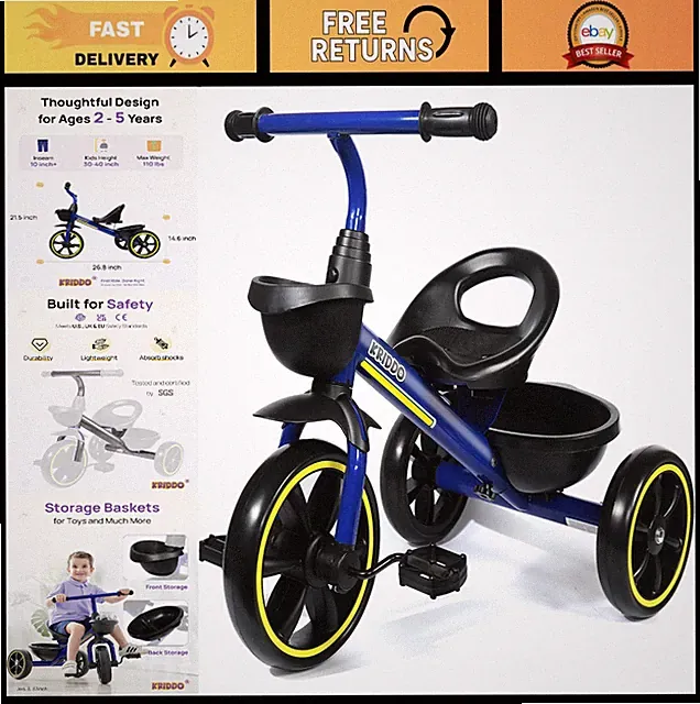Kids Tricycle for 2-4 Years, Toddler Trike for Ages 2.5-5, Blue, Perfect Gift