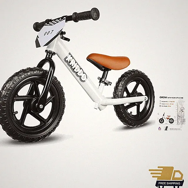 Kriddo 12-Inch Toddler Balance Bike for Ages 2-5 with 3 Sticker Sets - White