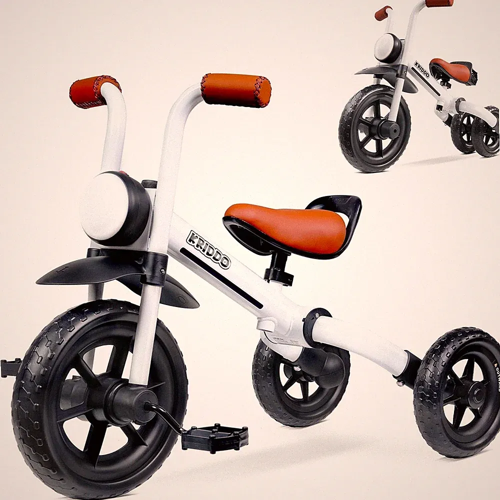 KRIDDO 2-in-1 Kids Balance Bike and Tricycle for 2 to 5 Large, White