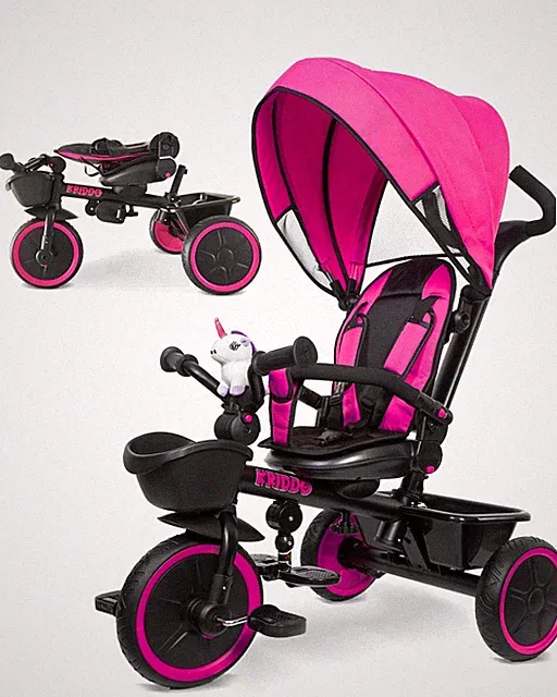 KRIDDO 7-in-1 Tricycle Stroller for Toddlers 18 Months to 5 Large, Pink