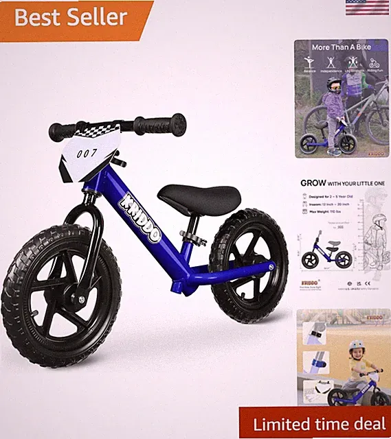 Kriddo Customizable Toddler Balance Bike for Ages 18 to 5 - Blue