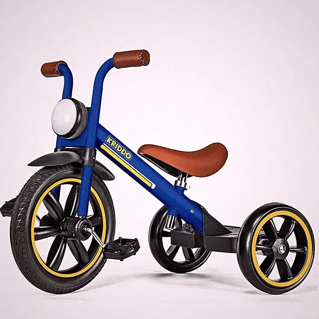 KRIDDO Kids 12 Inch Tricycle With Puncture Free Wheels, Front Light, Adjustab...