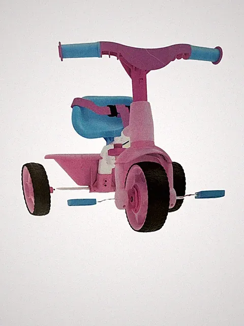 Kriddo Toddlers Pink Blue 2 In 1 Kids Tricycle With Push Handle Duck Bell Open